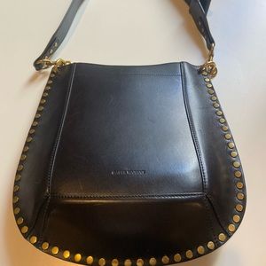 Isabel Marant Oksan Hobo bag. Black with cross body strap with gold rivets.